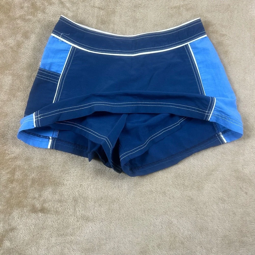 Sideout Womens Vintage Blue Colorblock Swim Skort Shorts Size 9 CQW6245 USA Made